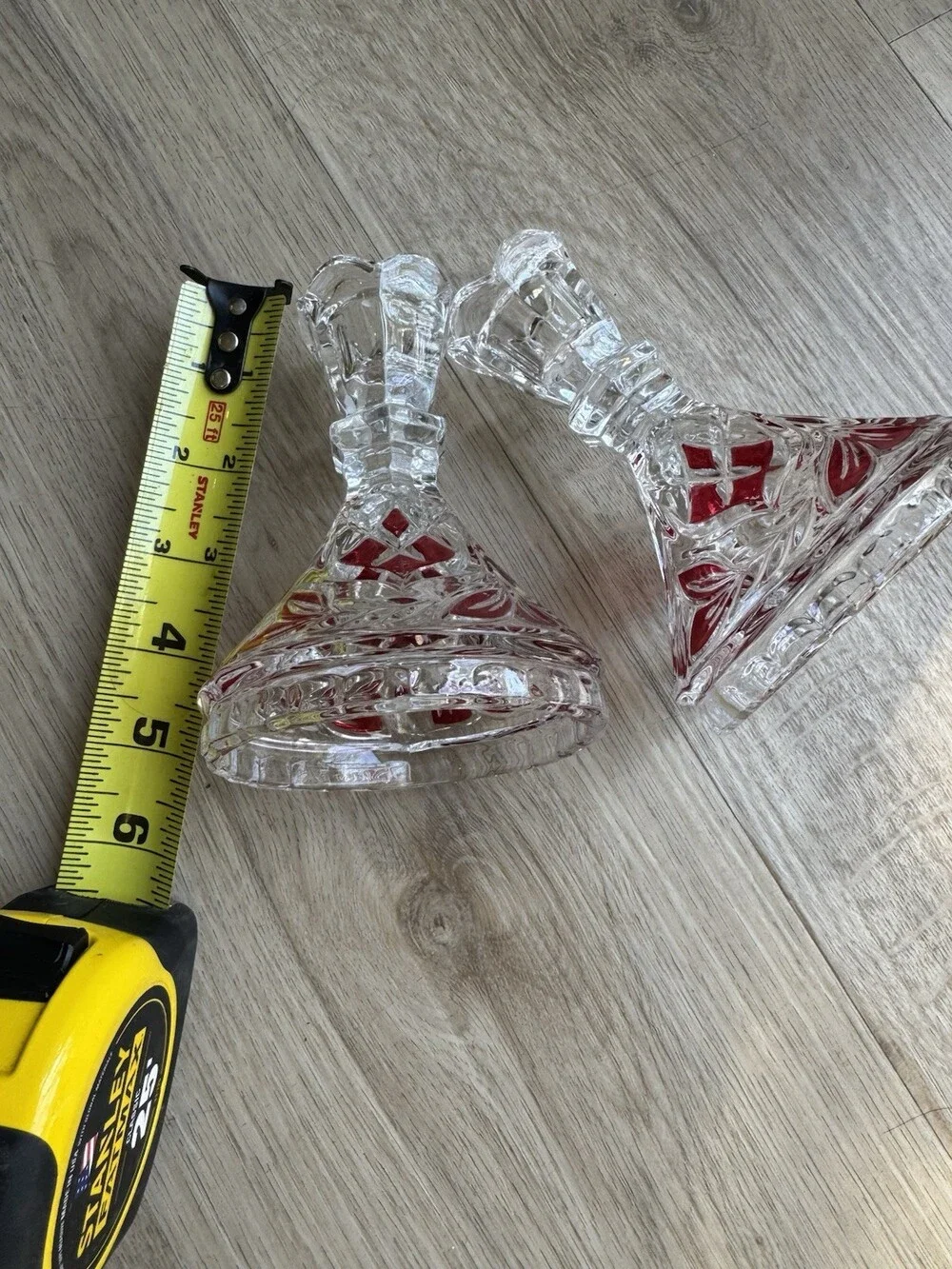 Vintage Anna Hutte Bleikristall Lead Crystal (24%) Ruby Candlestick Holders